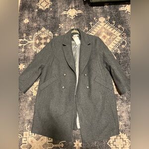 H&M Charcoal Double-Breasted Wool Blend Coat
